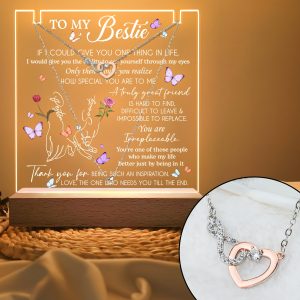 To My Bestie Gifts - Personalized LED Light Acrylic Plaque With Infinity Necklace